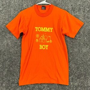 Vtg Tommy Boy Fruit of the Loom Shirt Mens Small Orange Short Sleeve Graphic
